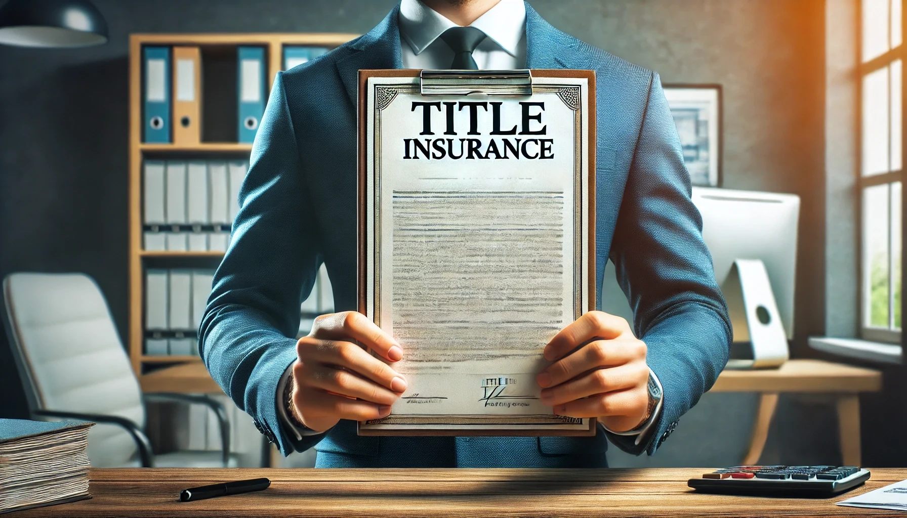 A man holding a copy of title Insurance