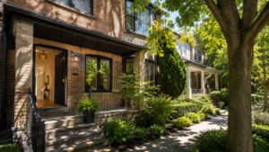 Toronto couple viewing a home for sale on a sunny summer afternoon in the GTA