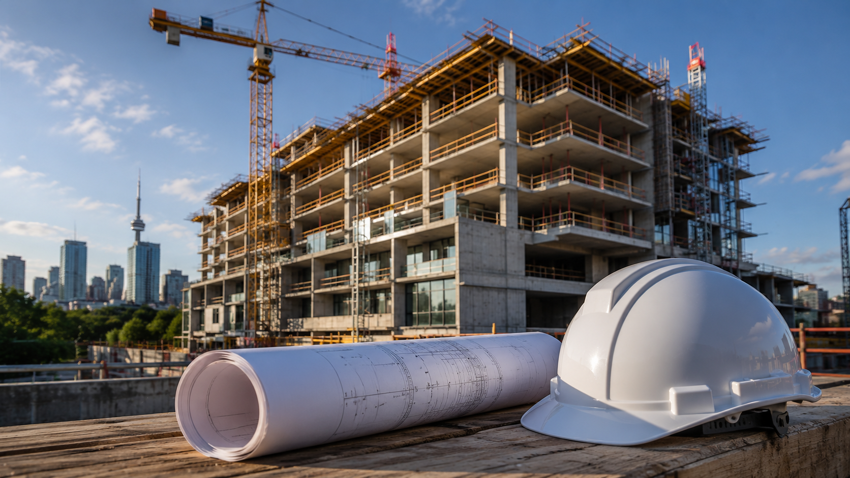 New Toronto housing construction representing lower development charges under the 2026 Ontario program