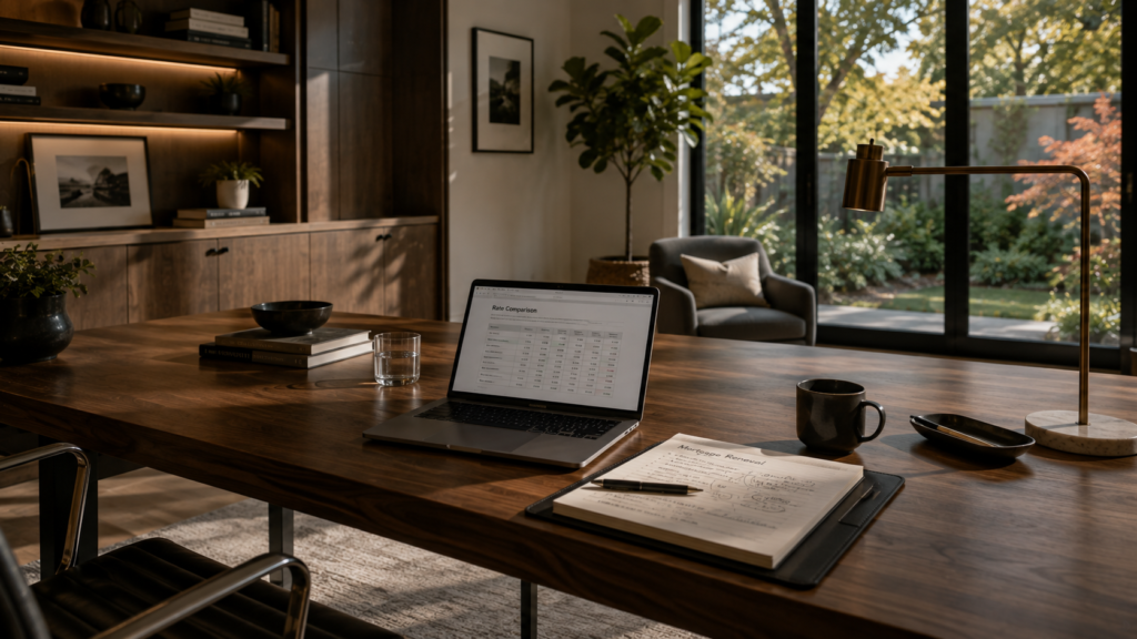 A fixed versus variable mortgage discussion in a Toronto home office this fall